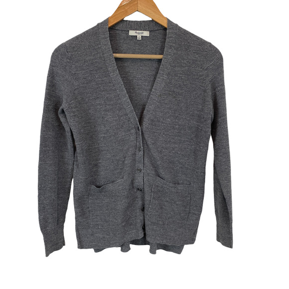 Madewell Sweaters - Madewell Cardigan Gray Knit 100% Cotton Women's S Small Basic Layer